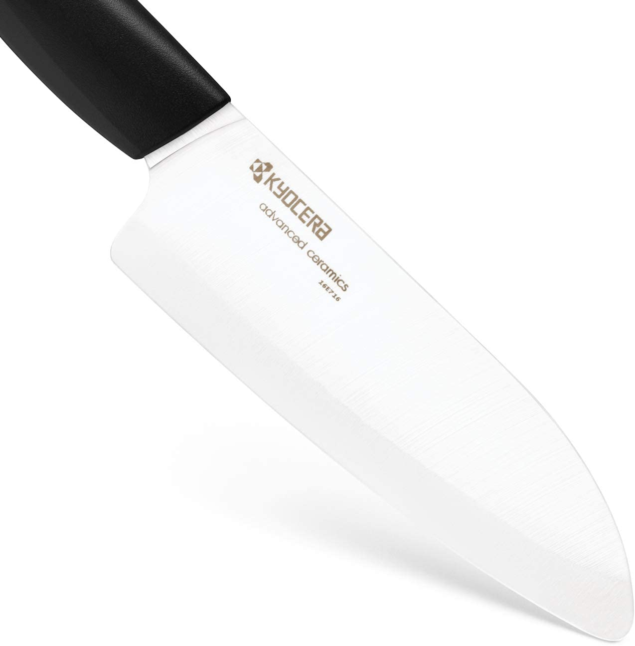 Kyocera Advanced Ceramic Revolution Series 5-1/2-Inch Santoku Knife, Black Handle, White Blade