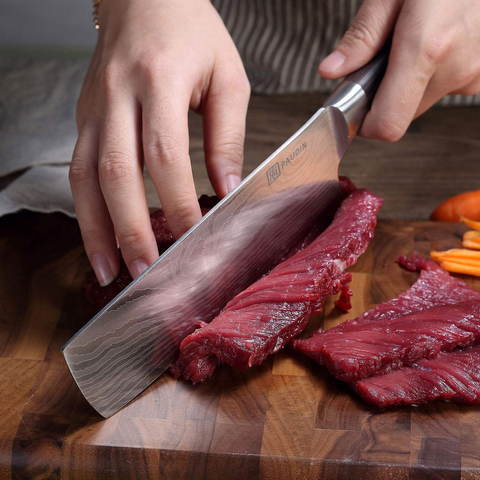 Image of Nakiri Knife - PAUDIN Razor Sharp Meat Cleaver 7 Inch High Carbon German Stainless Steel Vegetable Kitchen Knife, Multipurpose Asian Chef Knife for Home and Kitchen with Ergonomic Handle