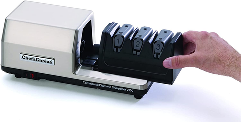 Image of Chef'Schoice Commercial Edgeselect Diamond Hone Electric Kitchen Knife Sharpener NSF Approved, 3-Stage, Silver