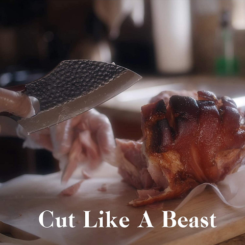 Image of DRAGON RIOT Forged Cleaver Knife Boning Knife with Leather Sheath Carbon Steel Meat Butcher Chef Knife Mith the Pot Cleaver Knife Outdoor BBQ Knives for Kitchen Camping with Gift Box