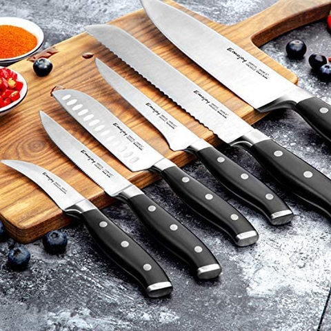 Image of Emojoy Knife Set, 18-Piece Kitchen Knife Set with Block Wooden, Manual Sharpening for Chef Knife Set, German Stainless Steel