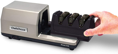 Image of Chef'Schoice Commercial Edgeselect Diamond Hone Electric Kitchen Knife Sharpener NSF Approved, 3-Stage, Silver