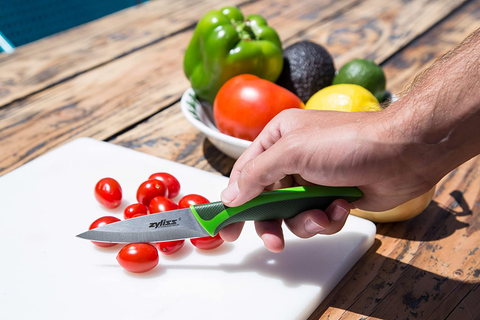 Image of ZYLISS Paring Knife with Sheath Cover, 3.5-Inch Stainless Steel Blade, Green