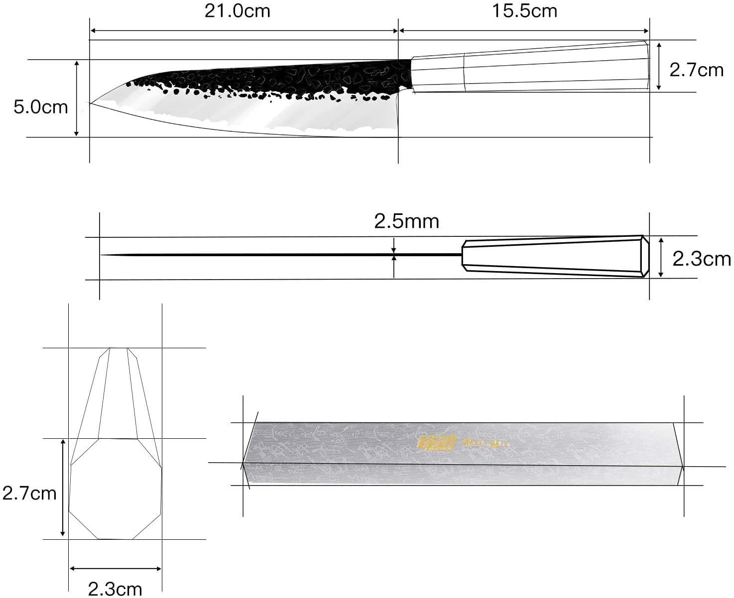 8 Inch Chef Knife by Findking-Dynasty Series-3 Layer 9CR18MOV Clad Steel W/Octagon Handle Gyuto Knife
