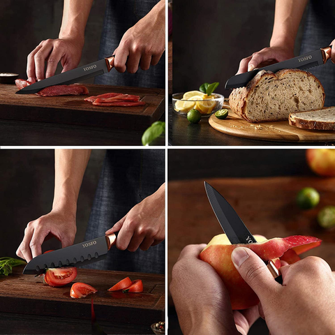 Image of Kitchen Knife Set with Block, Knives Set with Acrylic Stand, 17Pcs Stainless Steel Knife Block Set Includes Serrated Steak Knives Set, Chef Santoku Knives, Scissor, Sharpener and Knife Holder
