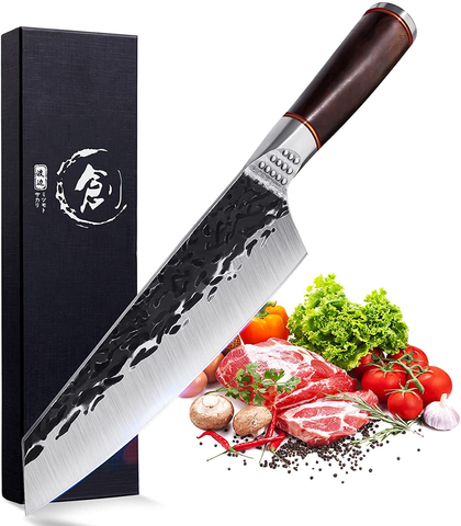 Image of Kiritsuke Chef Knives Carbon Steel Bunka Knife Forged Japanese Butcher Cleaver Kitchen for Home and Restaurant