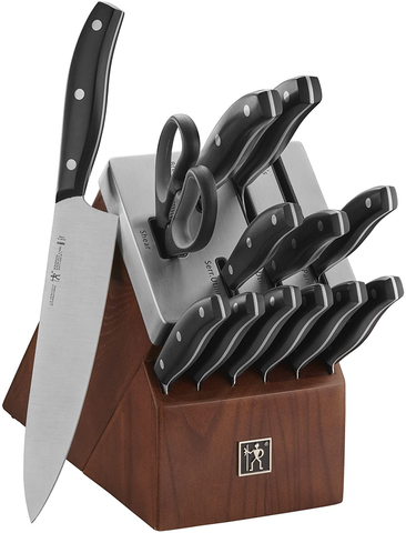 Image of HENCKELS Definition Self-Sharpening Knife Block Set, 14-Pc, Black/Stainless Steel