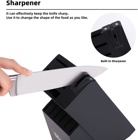 Image of Knife Set, 15 Pcs Kitchen Knife Set with Built-In Sharpener, Stainless Steel Knife Block Set, Professional Chef Knife Set for Kitchen