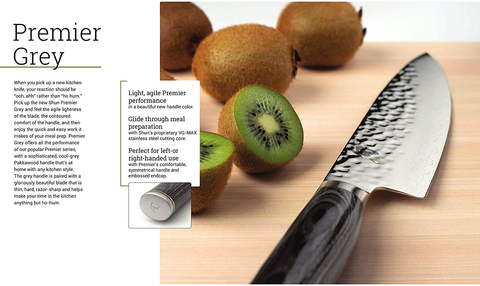 Image of Shun Premier Grey Chef Knife, 8 Inch VG-MAX Steel Blade, Cutlery Handcrafted in Japan