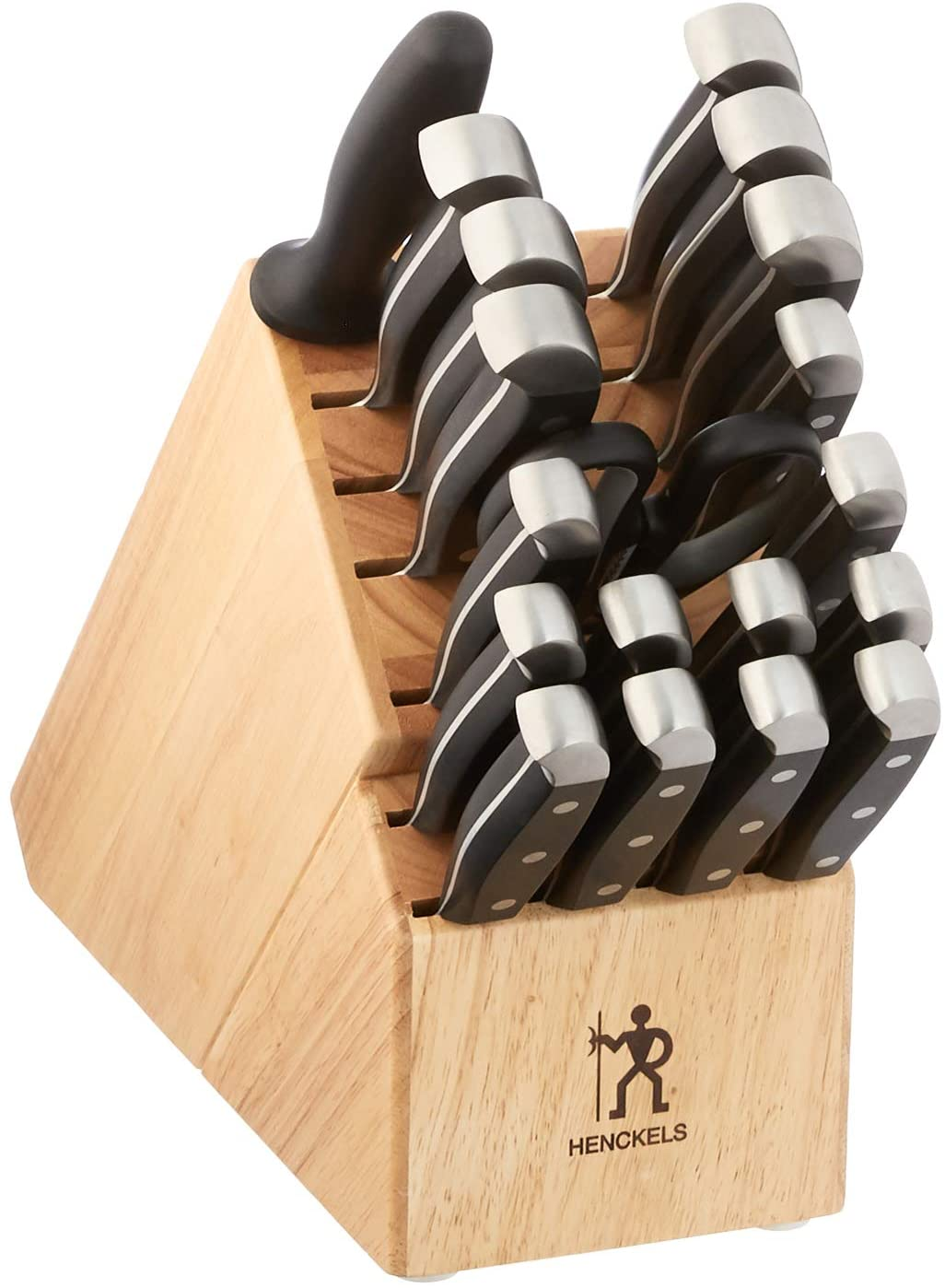 HENCKELS Statement 20-Pc Kitchen Knife Set with Block, Chef Knife, Bread Knife, Utility Knife, Steak Knife Set, Natural