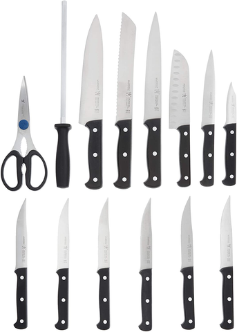 Image of HENCKELS Fine Edge Pro Knife Block Set, 15-Pc, Light Brown