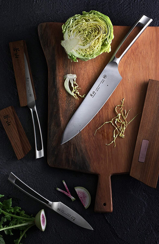 Image of Cangshan TN1 Series 1021936 Swedish Sandvik 14C28N Steel Forged 3-Piece Starter Knife Set with Wood Sheaths