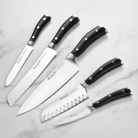 Image of Wusthof Classic Ikon 7 Piece Slim Knife Set with Acacia Block