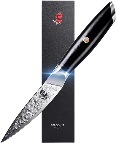 Image of TUO Paring Knife - 3.5 Inch Small Kitchen Knife Peeling Knife for Fruit and Veggie, AUS-8 Japanese Stainless Steel with Ergonomic G10 Handle, Falcon S Series with Gift Box