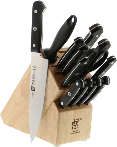 Image of HENCKELS ZWILLING J.A. Henckels Zwilling Gourmet 14-Pc Knife Block Set, 3.15 Pound, Black/Stainless Steel