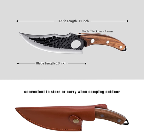 Image of Upgraded Huusk Kitchen Chef Knife Viking Knife with Sheath Japanese Forged Japan Knives Boning Knife Multipurpose Meat Knives Outdoor Camping BBQ Knife with Gift Box
