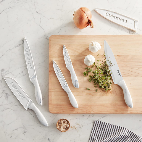Image of Cuisinart C55-10PWM Advantage Ceramic-Coated Faux Knife Set, 10 PC, Marble