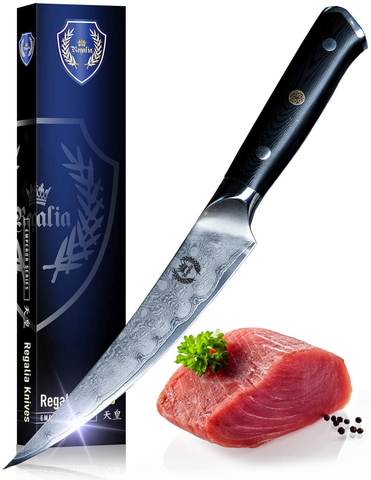 Image of Boning / Fillet Knife: Professional Japanese 6 Inch Razor Sharp AUS10 Premium High Carbon 67 Layer Damascus Stainless Super Steel Full Tang Chef’S Knives W/ G-10 Handle by Regalia Knives