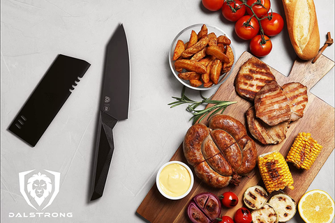 Image of DALSTRONG Chef Knife - 6 Inch - Shadow Black Series - Black Titanium Nitride Coated - Razor Sharp Kitchen Knife - High Carbon 7CR17MOV-X Vacuum Treated Steel - Sheath - NSF Certified