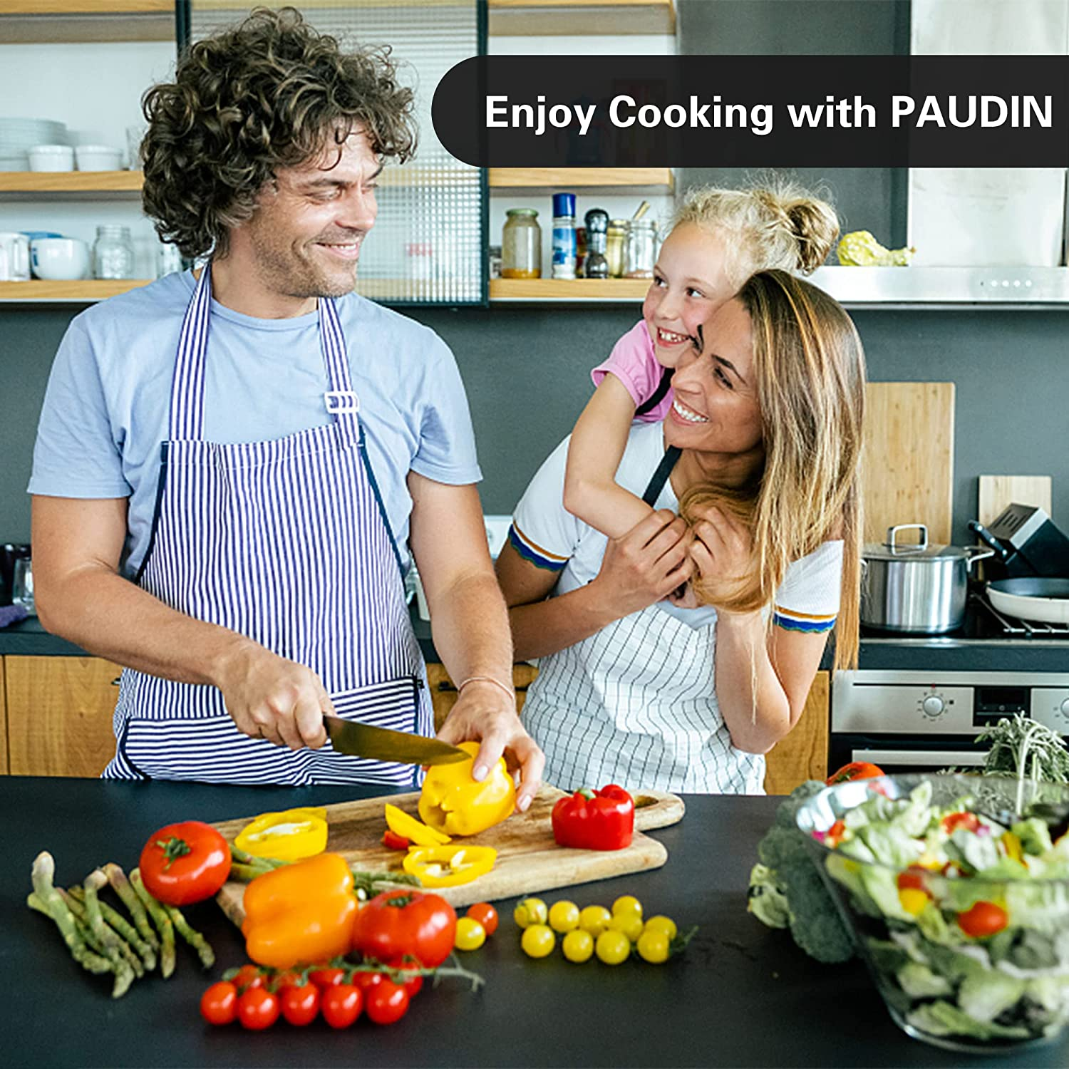 Chef Knife PAUDIN N1 8 Inch Kitchen Knife, German High Carbon Stainless Steel Sharp Knife, Professional Meat Knife with Ergonomic Handle and Gift Box for Family & Restaurant
