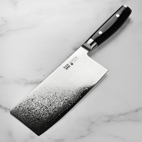 Image of Yaxell Ran plus 7" Chinese Chef'S Knife - Made in Japan - 67 Layers VG10 Damascus
