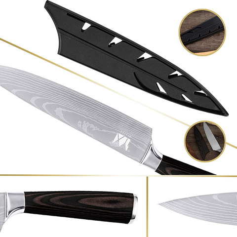 Image of XYJ Stainless Steel Kitchen Knives Set 10 Piece Chef Knife Set with Knife Sharpening Rod Carry Case Bag & Sheath Well Balance Ergonomic Handle