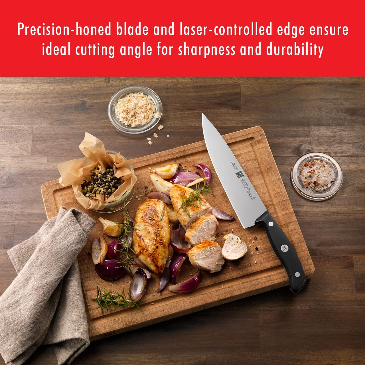 ZWILLING Gourmet 8-Inch Chef’S Knife, Kitchen Knife, Black, Stainless Steel