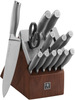 HENCKELS Modernist 14-Pc Self-Sharpening Knife Set with Block, Chef Knife, Paring Knife, Bread Knife, Steak Knife Set, Dark Brown, Stainless Steel