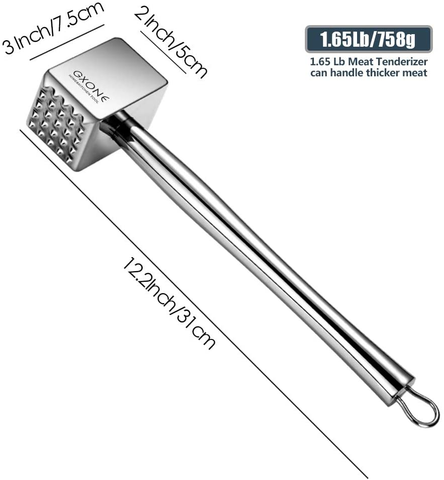 Image of Meat Tenderizer,304 Stainless Steel Heavy Sturdy Meat Mallet/Pounder/Hammer Tool(1.65Lb)