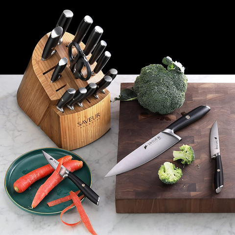Image of Saveur Selects 1026320 German Steel Forged 17-Piece Knife Block Set