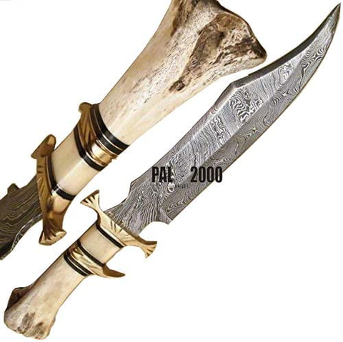Image of Knives - Custom Handmade Inch Knife - Hand Forged Damascus Steel Knife - Knife with Sheath - (9871)