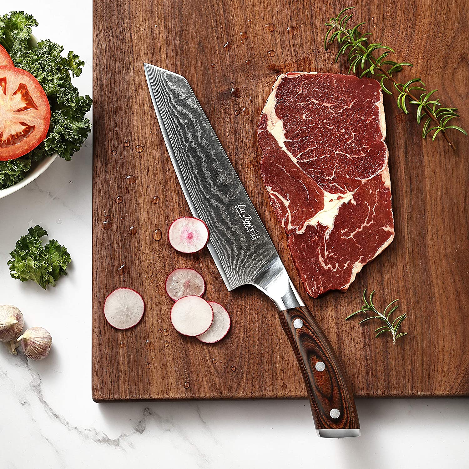 Latim'S Professional Chef Knife 8 Inch,Damascus Kitchen Knives Made of Japanese VG-10 Stainless Steel with Unique Pattern,Ultra Sharp Blade and Ergonomic Handle