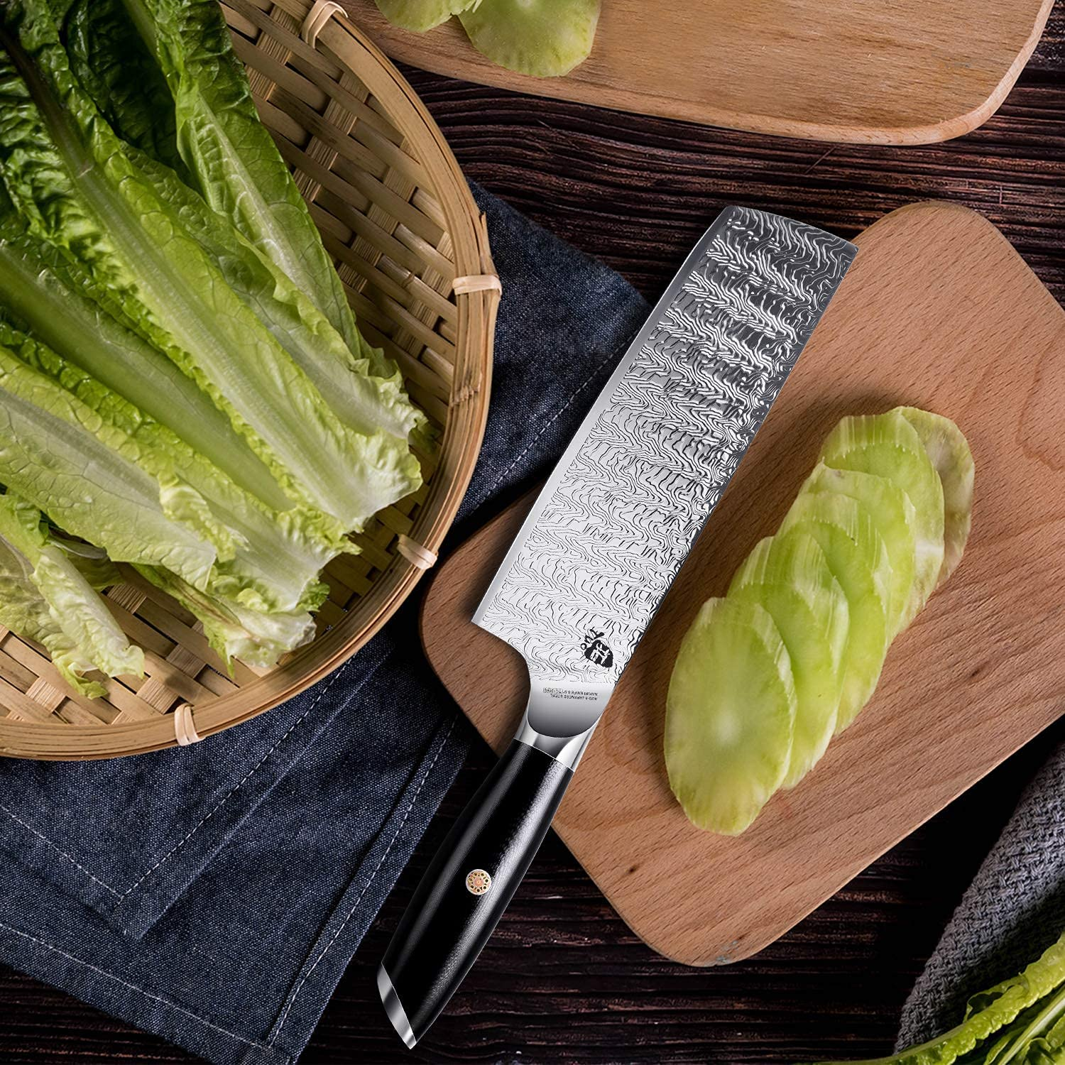 TUO Nakiri Knife - 6.5 Inch Vegetable Cleaver Knife, Asian Chef Knife Forged AUS-8 Japanese Stainless Steel, Meat Cleaver with G10 Full Tang Handle - Falcon S Series with Gift Box
