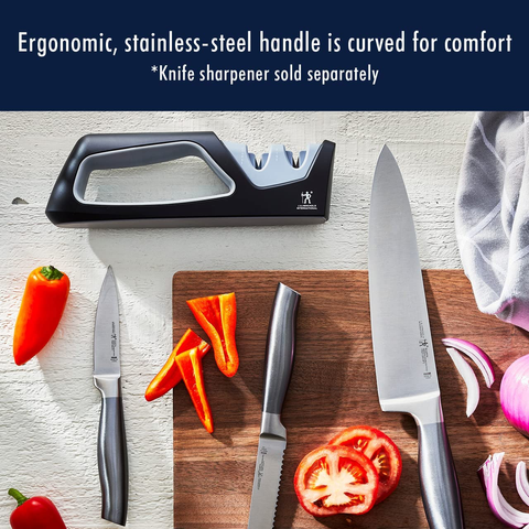 Image of HENCKELS Graphite 13-Pc Self Sharpening Knife Set with Block, Kitchen Knife Sharpener, Chef Knife, Steak Knife, Black, Stainless Steel