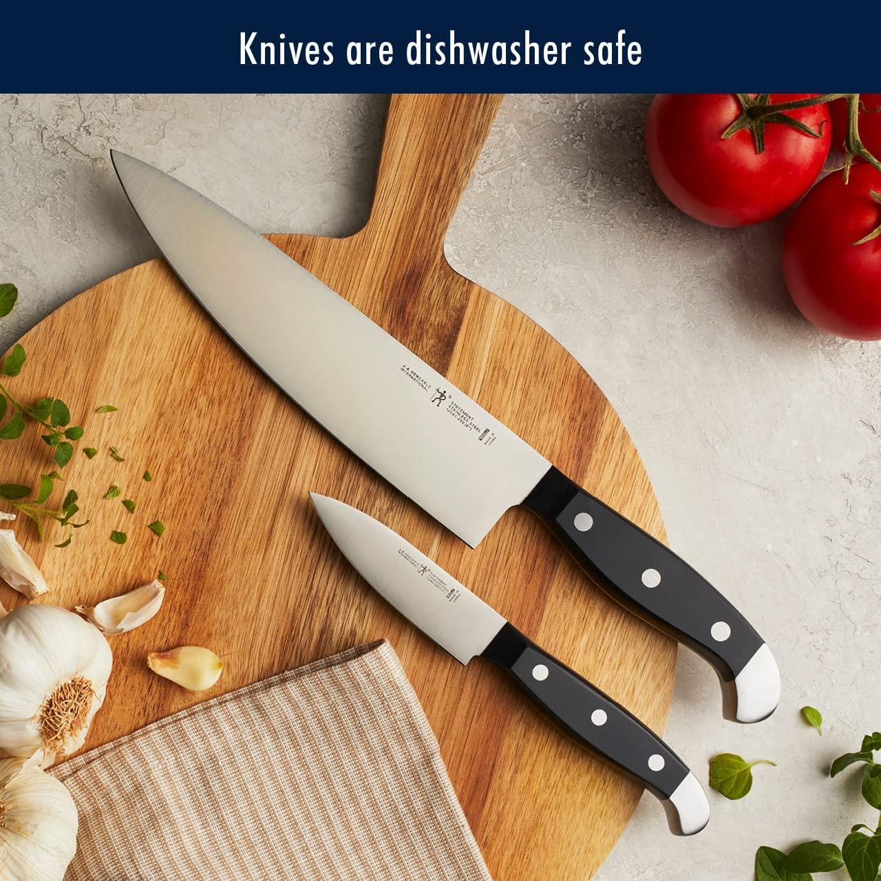 HENCKELS Statement Kitchen Knife Set with Block, 15-Pc, Chef Knife, Steak Knife Set, Kitchen Knife Sharpener, Light Brown