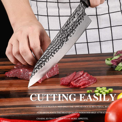 Image of FAMCÜTE 8 Inch Japanese Chef Knife, 3 Layer 9CR18MOV Clad Steel W/Octagon Handle Gyuto Sushi Knife for Home Kitchen & Restaurant