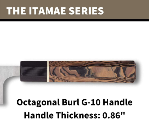 Image of Spyderco Itamae Gyuto Premium Kitchen Knife with 10.06" SUS410 Super Blue Stainless Steel Blade and Burl G-10 Handle - Plainedge - K19GPBNBK