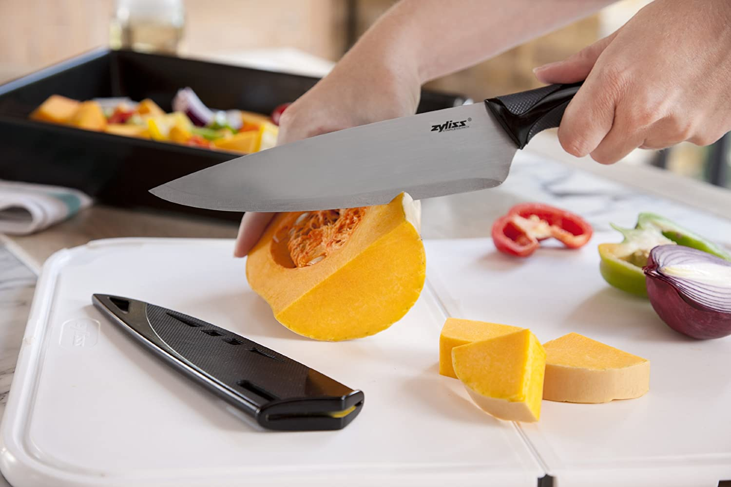 ZYLISS 6 Piece Kitchen Knife Set with Sheath Covers, Stainless Steel
