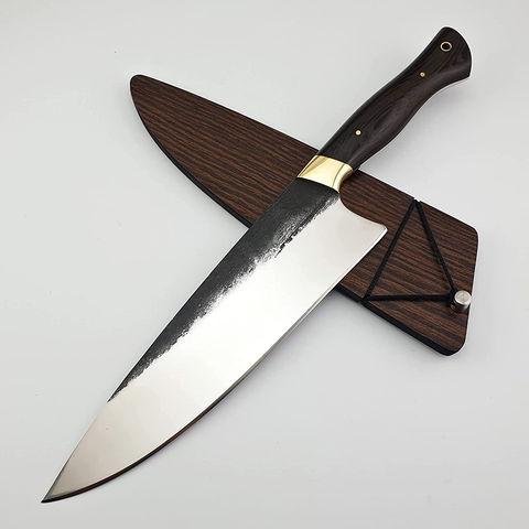 Image of SS-1 Vetus Multipurpose Chefs Knife with Finger Guard|8 Inches 12C27 Stainless Steel Super Sharp Chefs Knives| Ergonomic Wangy Handle Comes with Saya and Gift Box