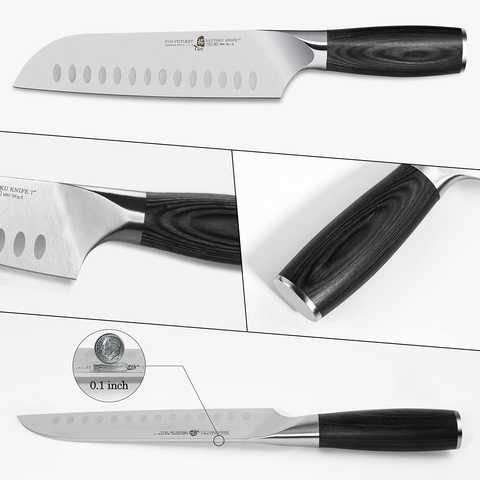 Image of TUO 7 Inch Santoku Knife, Japanese Chef Knife Vegetable Meat Kitchen Knife, German HC Stainless Steel, Premium Ergonomic Pakkawood Handle, Full Tang with Gift Box, Goshawk Series
