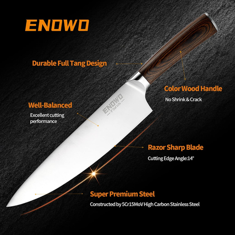 Image of Enowo 7PCS Chef Knife Set,Ultra Sharp Kitchen Knife Set Cutlery Set Premium German Stainless Steel Knife Ergonomic Color Wood Handle Full Tang Gift Box Superb Edge Retention Stain Corrosion Resistant