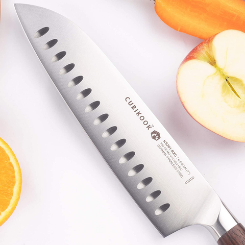 Image of Cubikook Forged Santoku Knife 7 Inch, German High Carbon Stainless Steel Blade, Full Tang, Rosewood Handle, Magnet Luxury Box