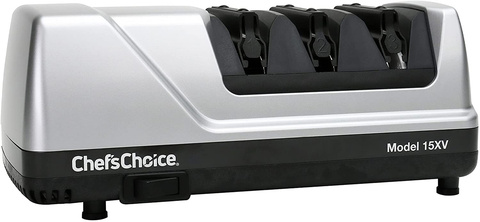 Image of Chef'Schoice Trizor XV Edgeselect Professional Electric Knife Sharpener with 100-Percent Diamond Abrasives and Precision Angle Guides for Straight Edge and Serrated Knives, 3-Stage, Gray