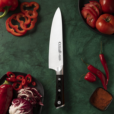 Image of CUTLUXE Chef Knife – 8" Chopping Knife – Forged High Carbon German Steel – Full Tang & Razor Sharp – Ergonomic Handle Design – Artisan Series