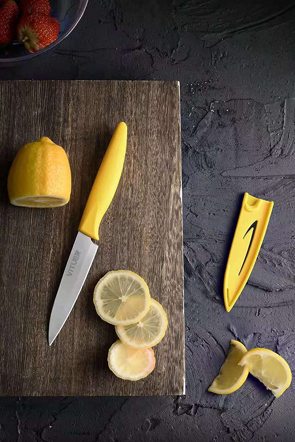 Paring Knife, Vituer 8PCS Paring Knives (4 Knives and 4 Knife Cover), 4 Inch Peeling Knife, Fruit and Vegetable Knife, Ultra Sharp Kitchen Knives, German Steel, PP Plastic Handle