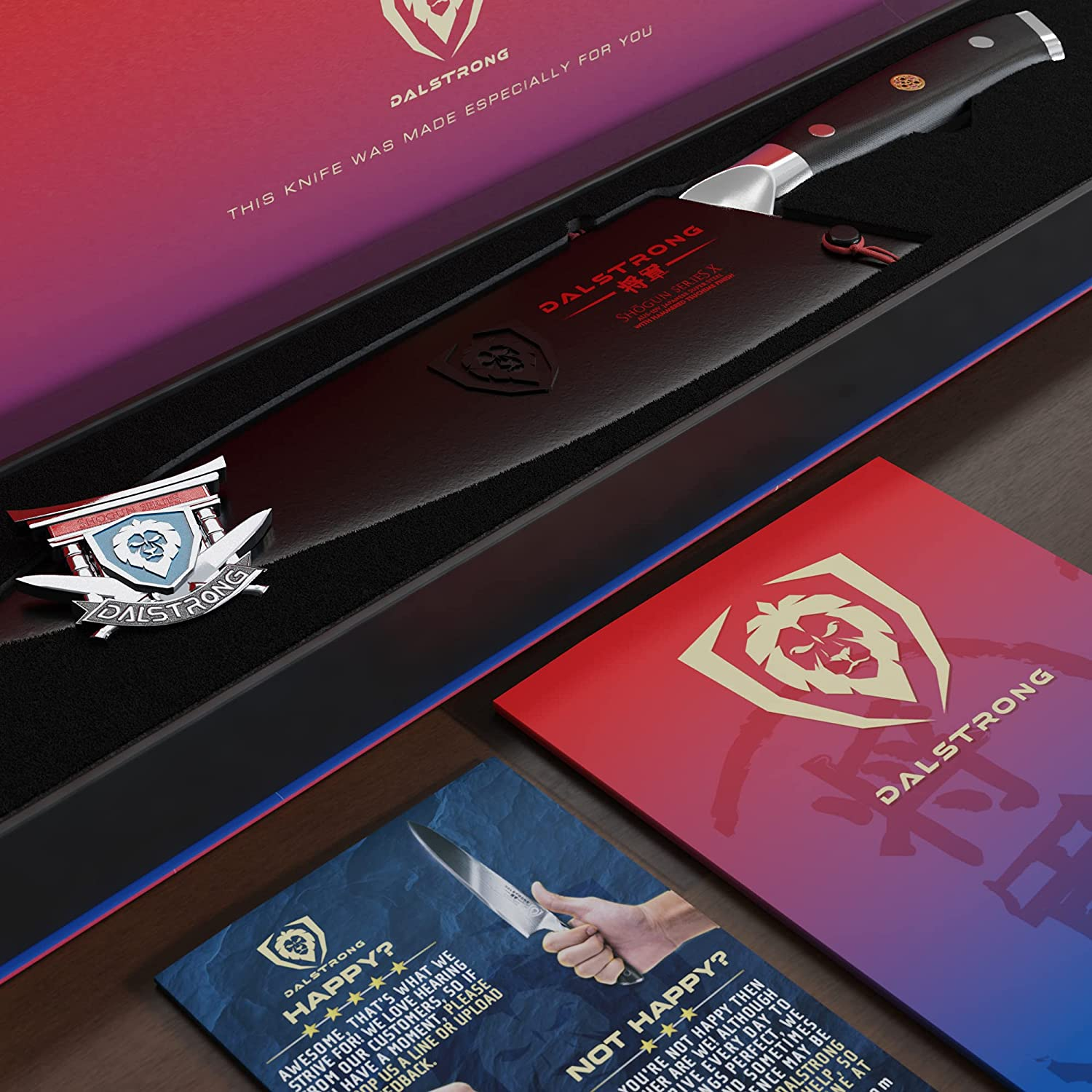 DALSTRONG Chef Knife - 8 Inch - Shogun Series - Damascus - Japanese AUS-10V Super Steel Kitchen Knife - Black Handle - Razor Sharp Knife - W/Sheath