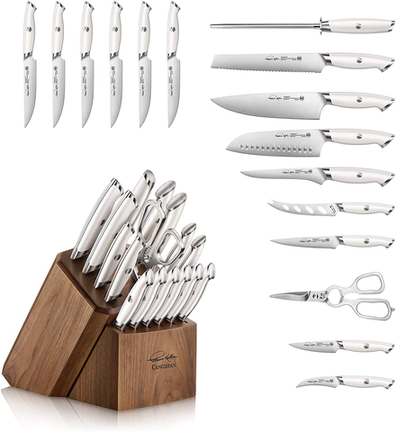 Image of Cangshan Thomas Keller Signature Collection Swedish Powder Steel Forged, 17-Piece Knife Block Set, Walnut, White