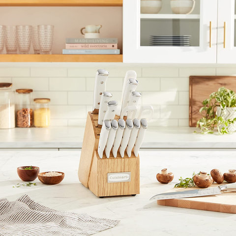 Image of Cuisinart C77WTR-15P Classic Forged Triple Rivet, 15-Piece Knife Set, White