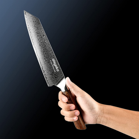 Image of Aisyoko Chef Knife 8 Inch Damascus Japan VG-10 Super Stainless Steel Professional High Carbon Super Sharp Kitchen Cooking Knife, Ergonomic Color Wooden Handle Luxury Gift Box