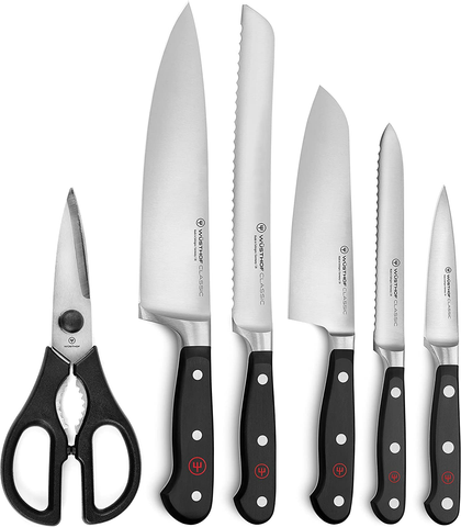 Image of Wusthof Classic 7 Piece Slim Knife Set with Acacia Block